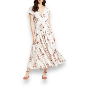 Free People All I Got Prairie Dress Women's 4 Cream Floral Midi Dress Cottage